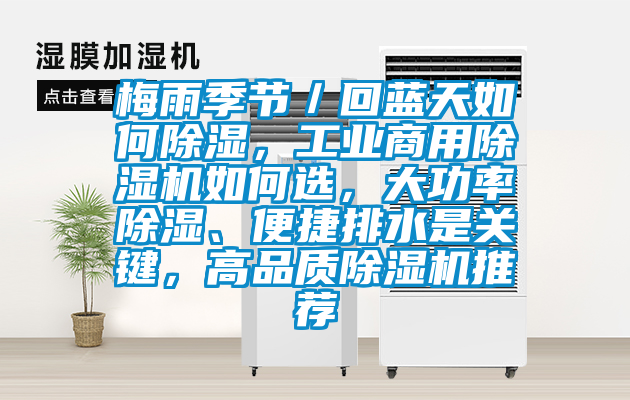 梅雨季節/回藍天如何除濕,工業商用除濕機如何選,大功率除濕、便捷排水是關鍵,高品質除濕機推薦